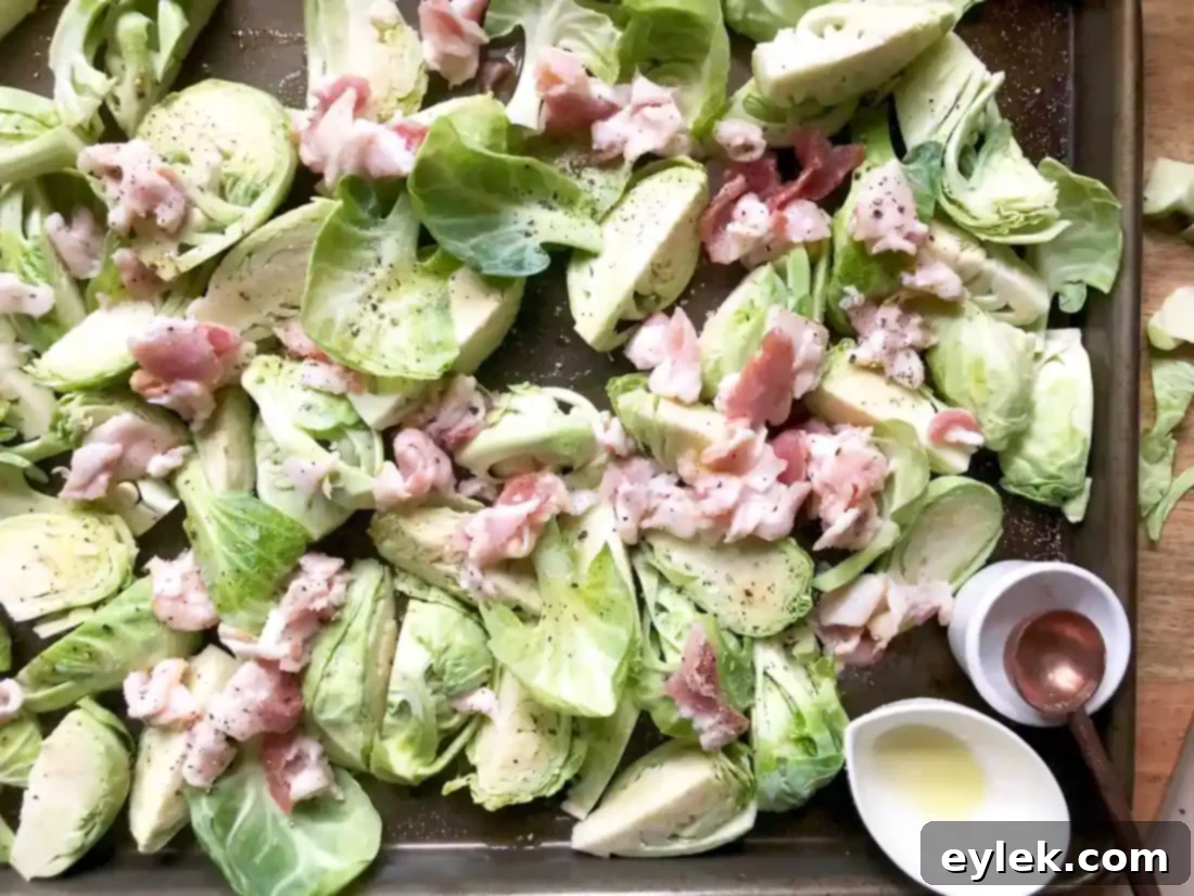 hand dicing bacon with kitchen shears
