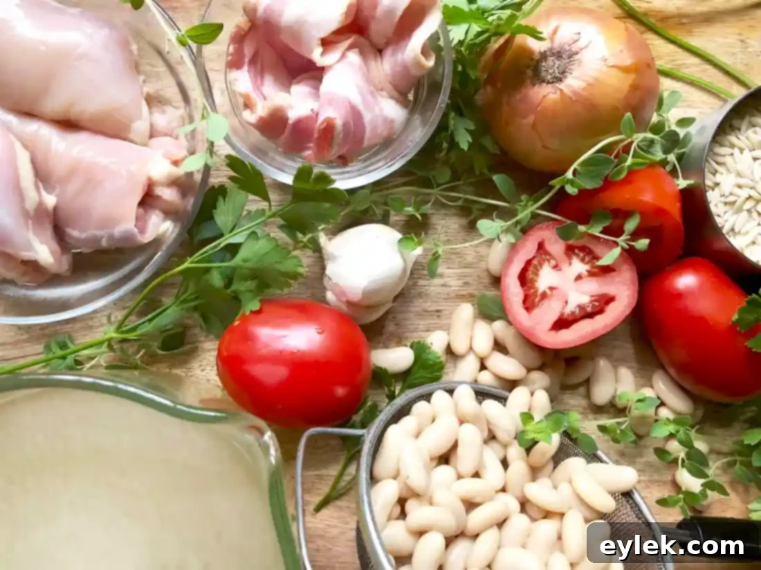 Tuscan Chicken & White Bean Soup with fresh ingredients