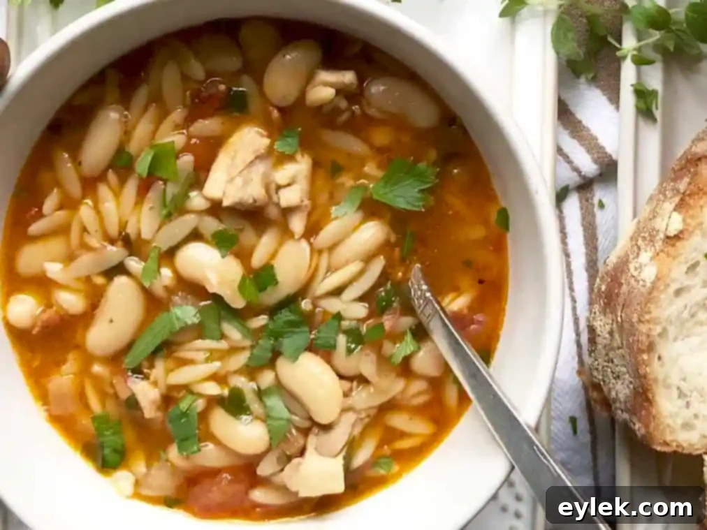 Serving bowls of Tuscan Chicken & White Bean Soup