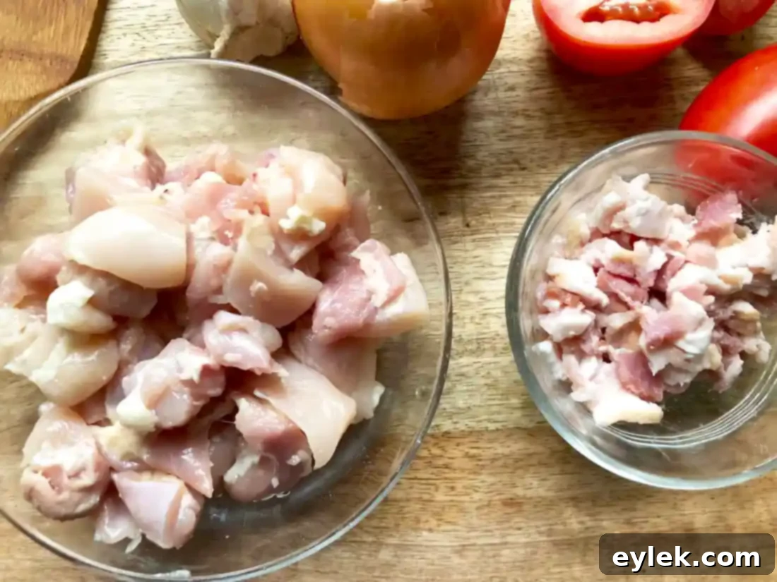 Crispy bacon in a pan for Tuscan Chicken & White Bean Soup