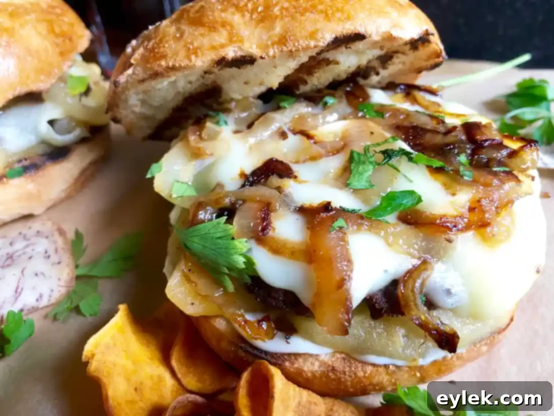 Finished Camembert Burger with Sautéed Apples