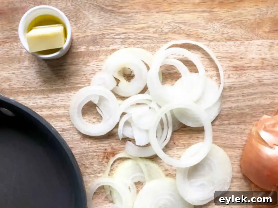 Sliced Onions Sautéing for Burgers