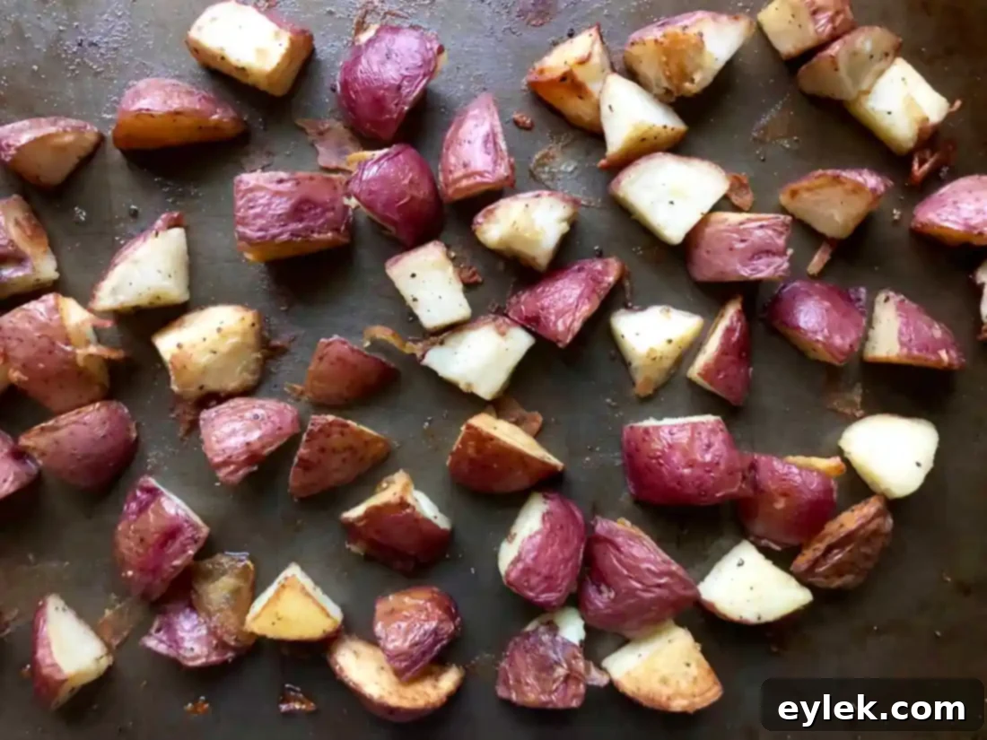 Roasted potato chunks