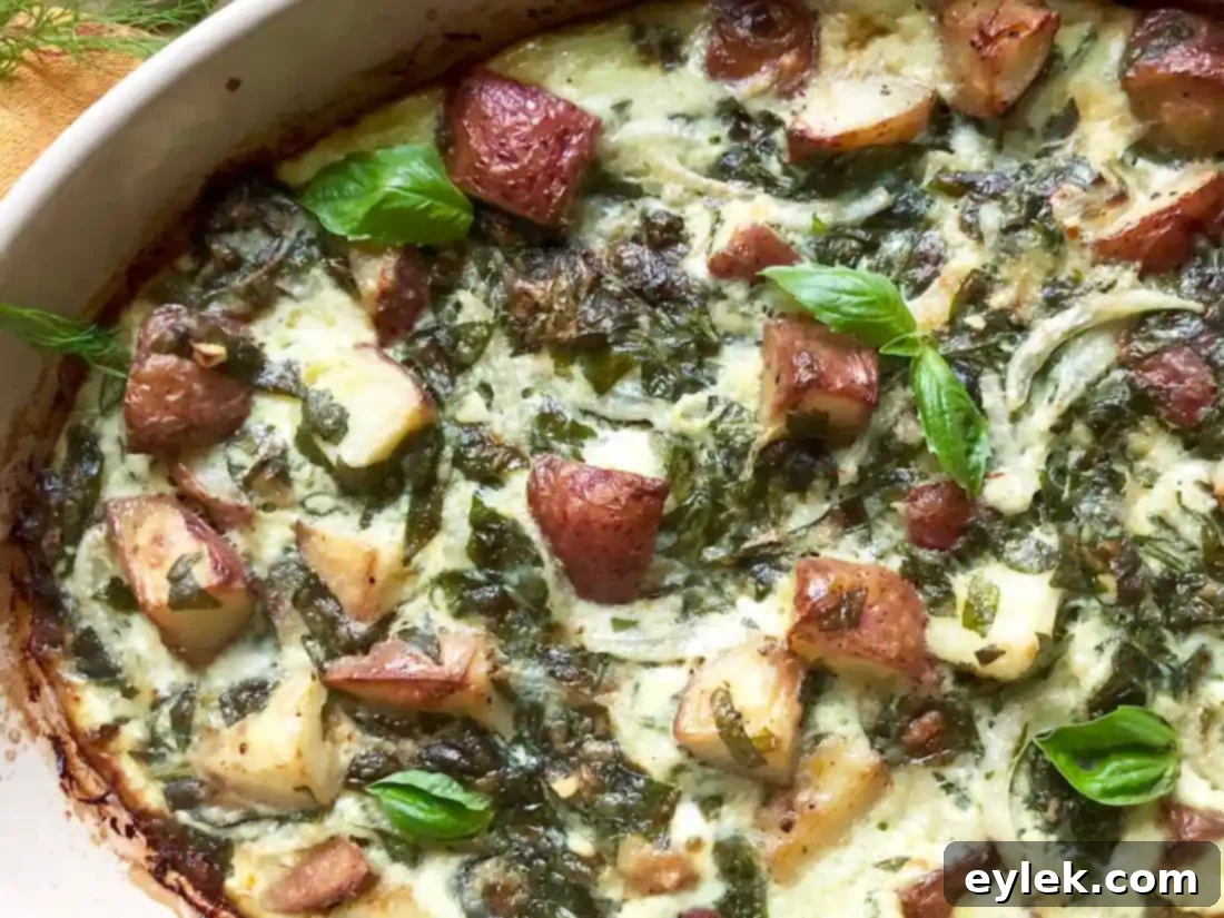 Fennel, spinach & gruyère potato bake freshly out of the oven