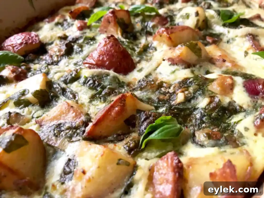Full dish of Fennel, Spinach & Gruyere Potato Bake