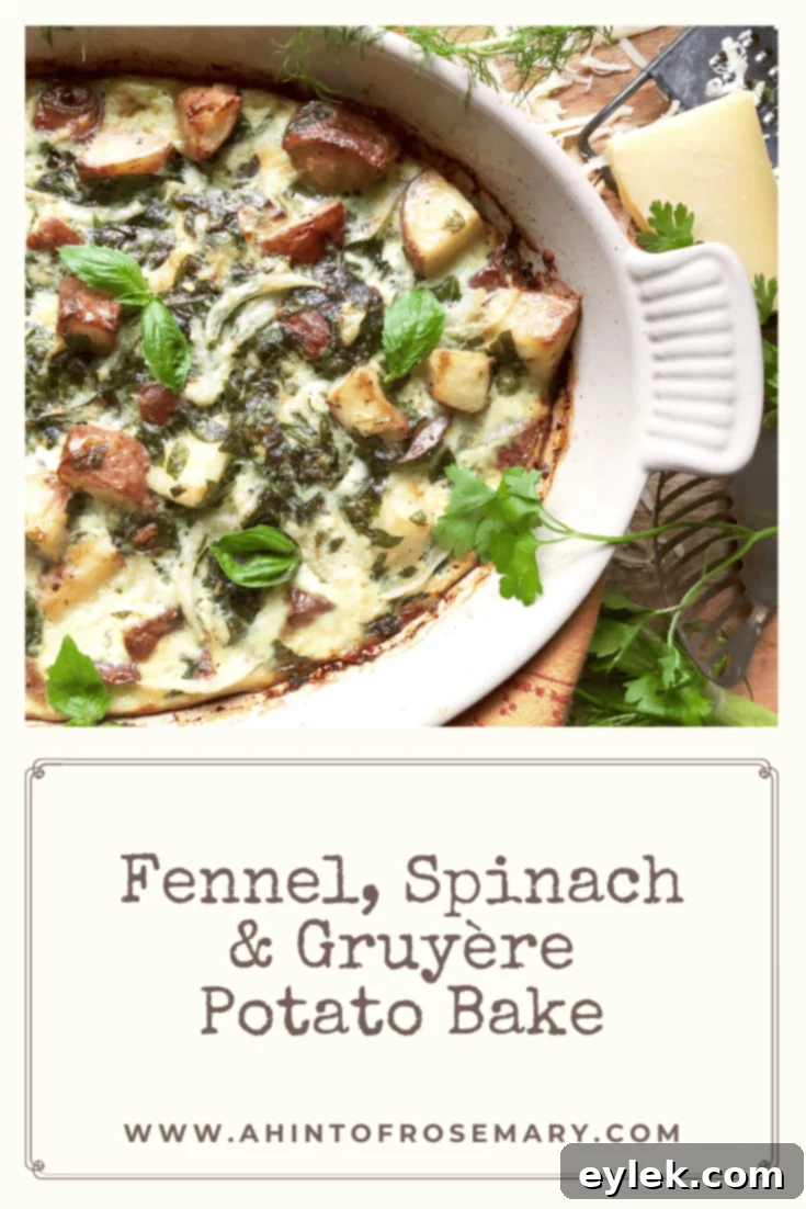 Fennel, Spinach & Gruyère Potato Bake ready to serve