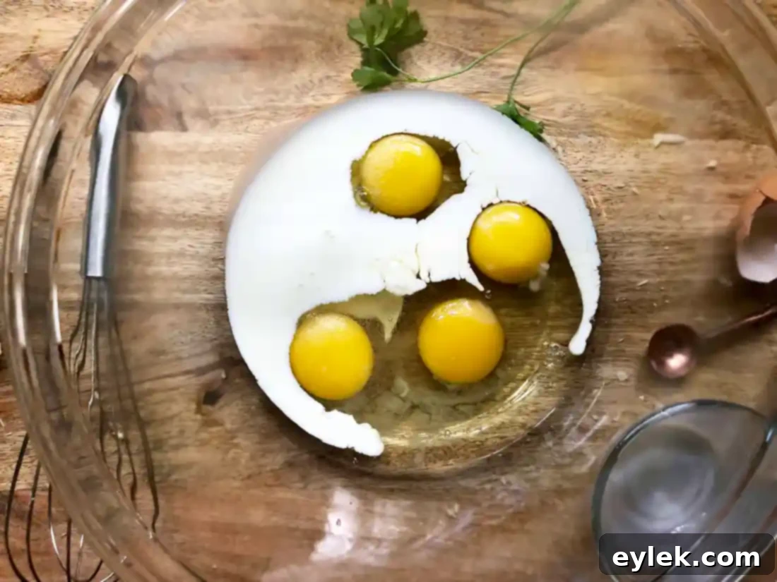 Egg, cheese, and herb mixture for the potato bake