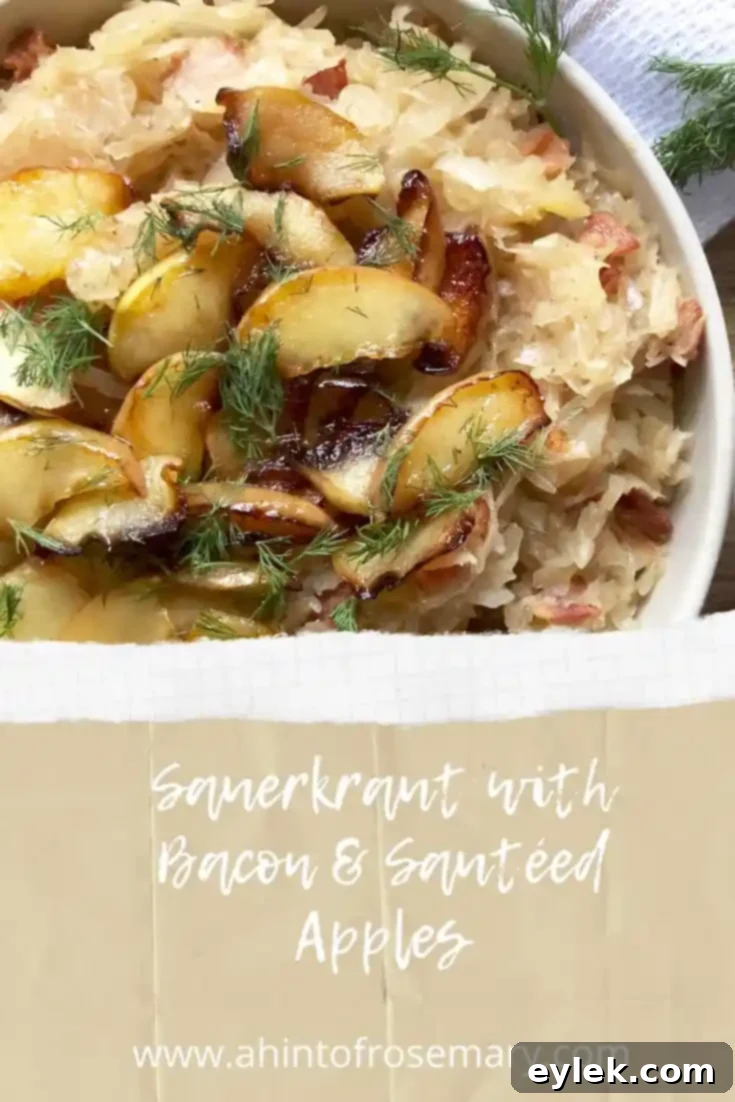 final presentation of sauerkraut with bacon & sautéed apples