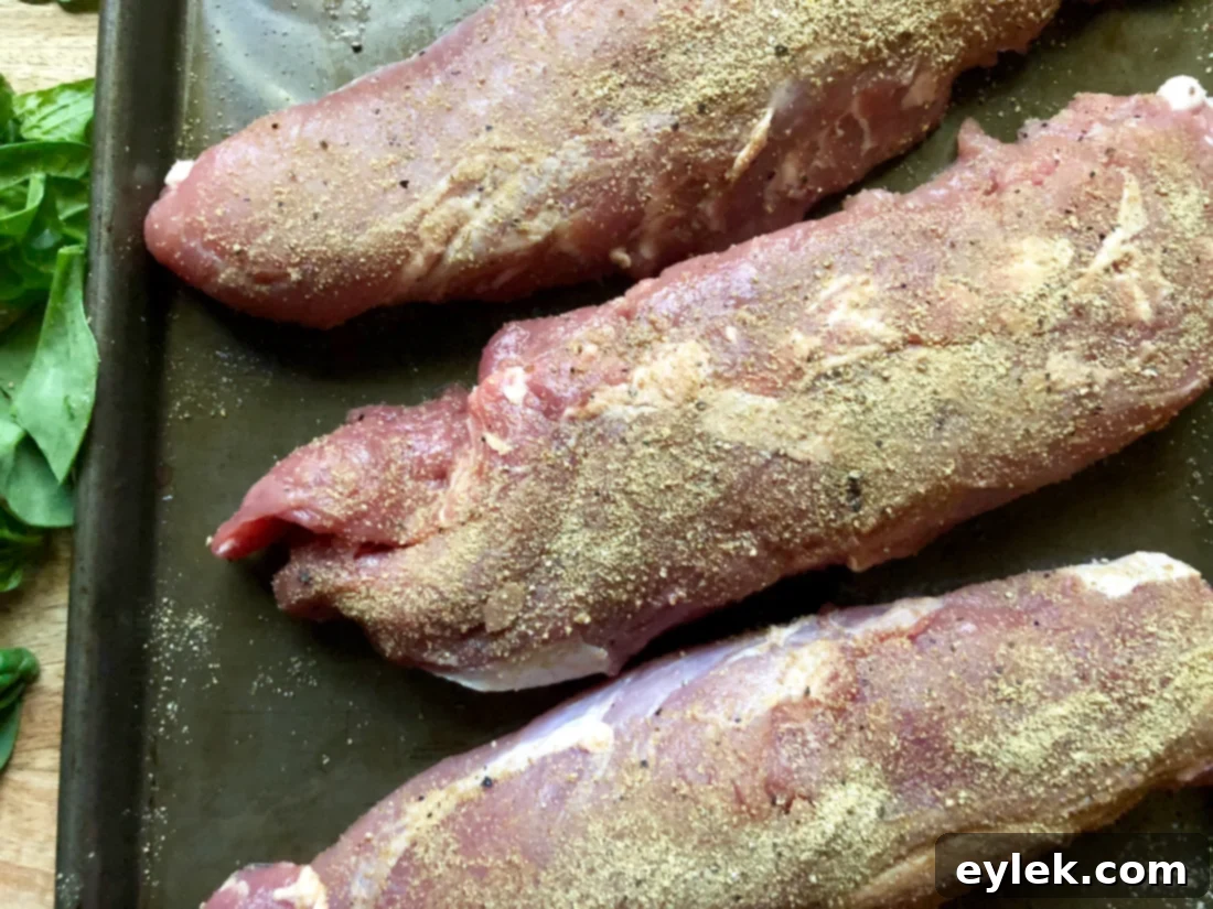 Pork tenderloin coated with the fennel spice rub