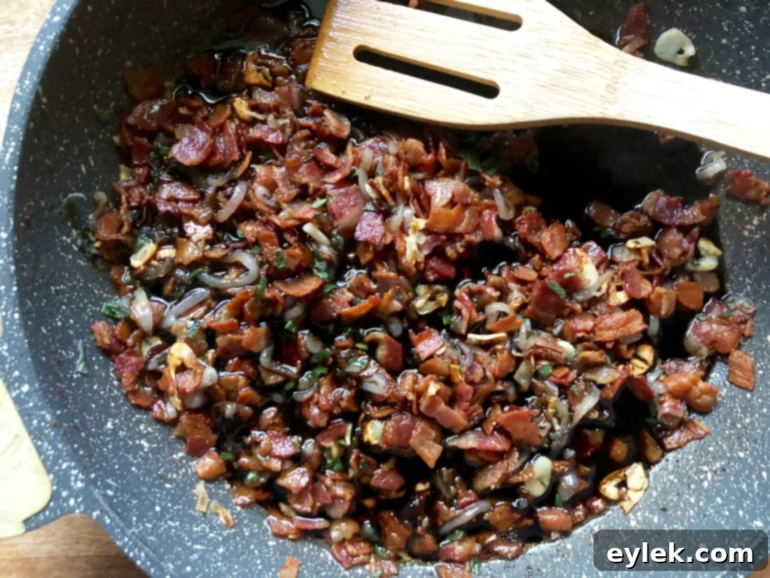 The simmering bacon-maple dressing