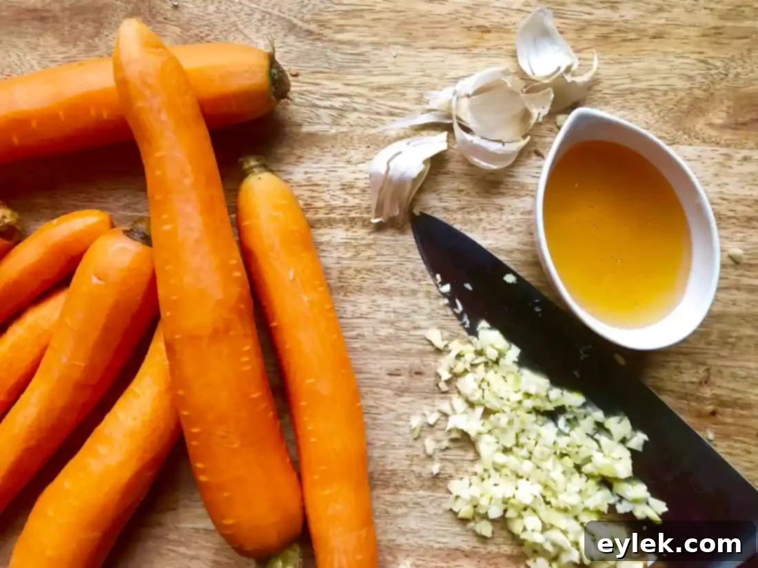Preparing the baking sheet for roasted carrots