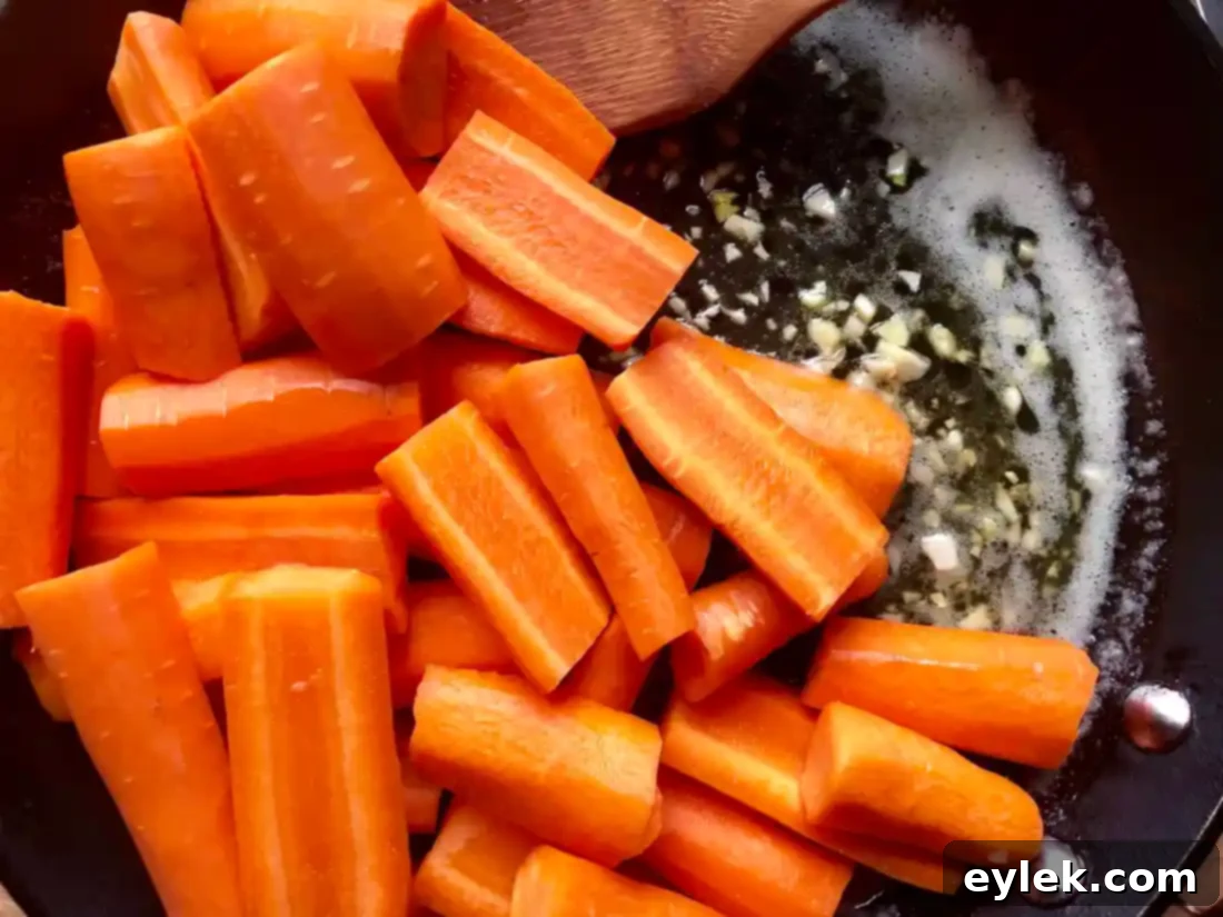 Roasted carrots on a baking sheet