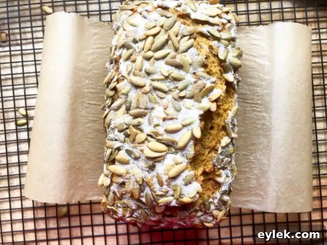 cooling pumpkin bread on wire rack