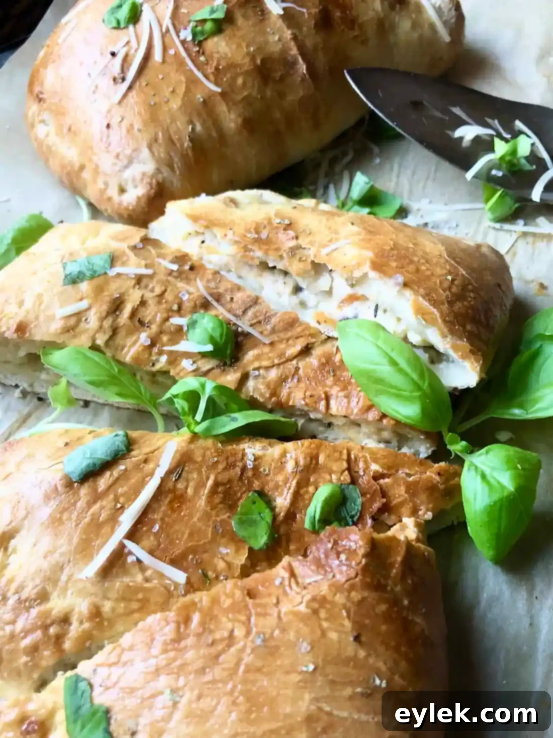 Delicious chicken and mushroom calzones, perfect for dipping in marinara