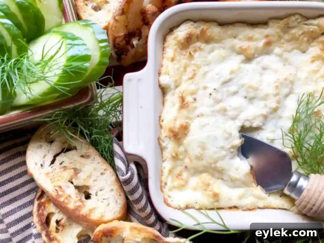 The golden-brown crust of the perfectly baked crab dip