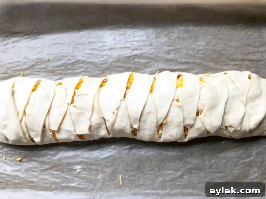 Detail of the braided crescent dough