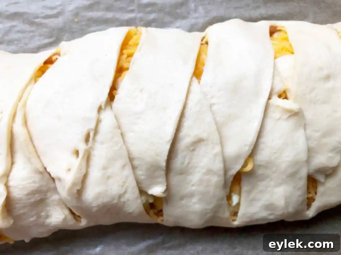 Close-up of the braided breakfast loaf