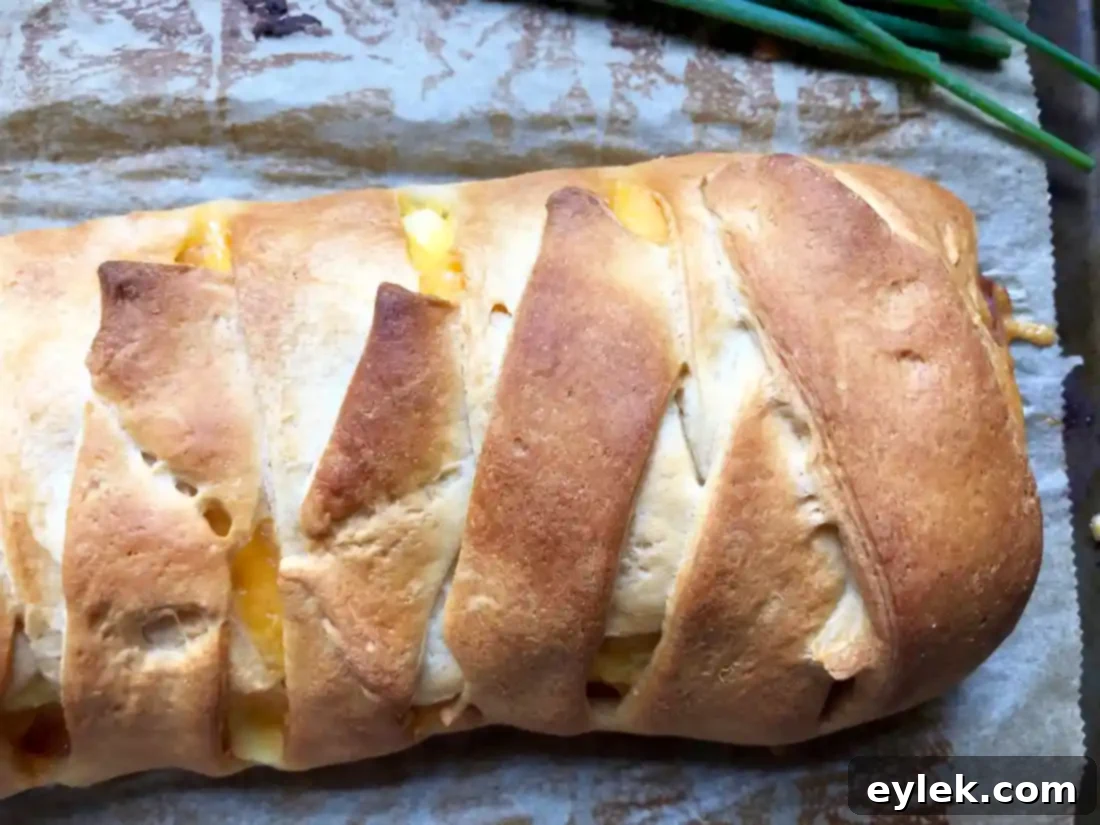 Close-up of golden brown crust of braided loaf