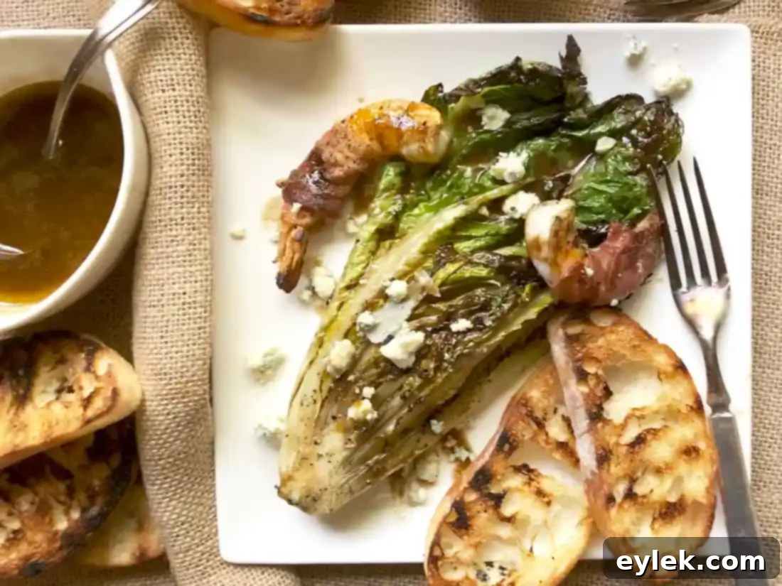 grilled romaine with prosciutto-wrapped shrimp