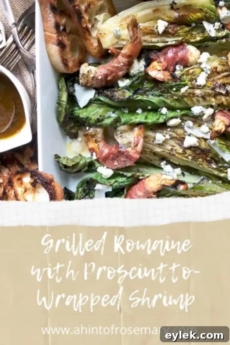 Grilled Romaine with Prosciutto-Wrapped Shrimp