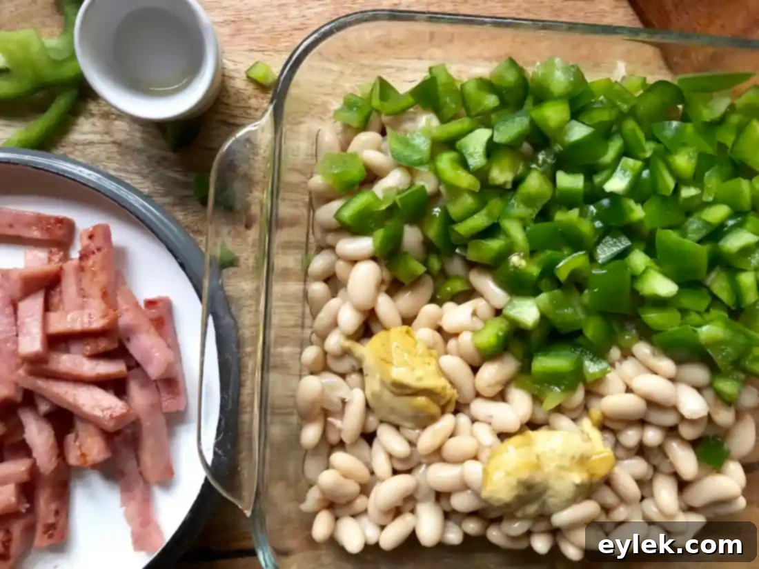 bbq white beans with peppers