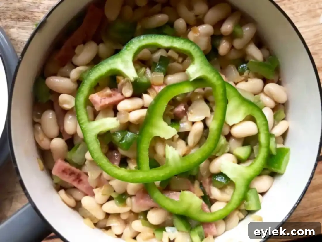 bbq white beans with peppers