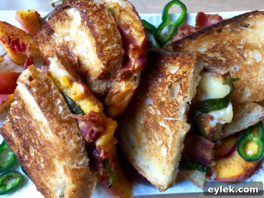 smashed peach & poblano grilled cheese