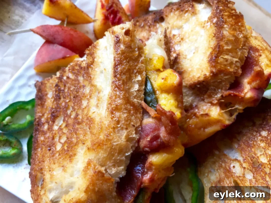 smashed peach & poblano grilled cheese