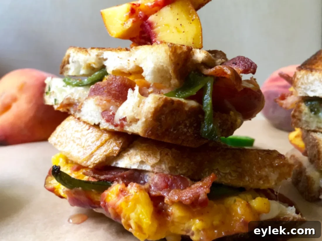 smashed peach & poblano grilled cheese