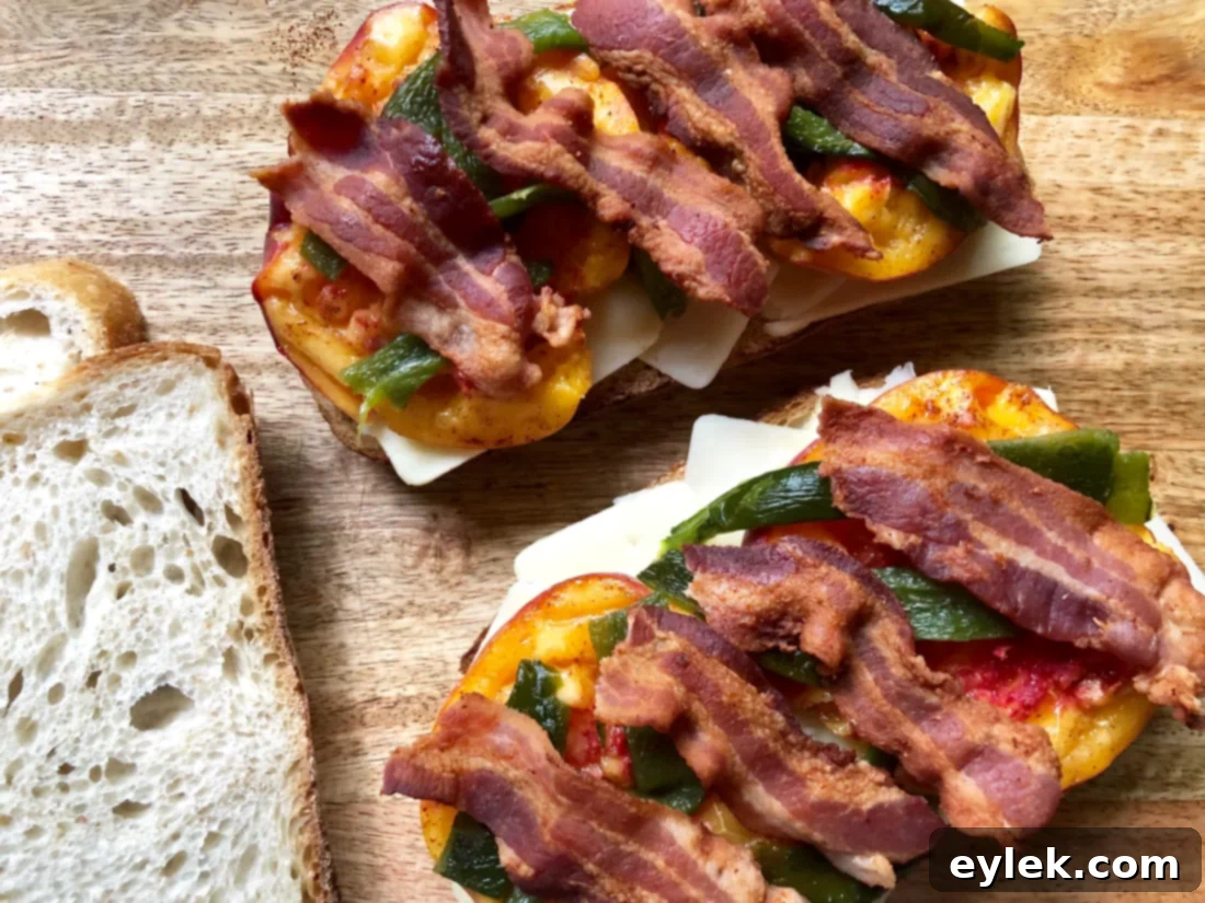 smashed peach & poblano grilled cheese