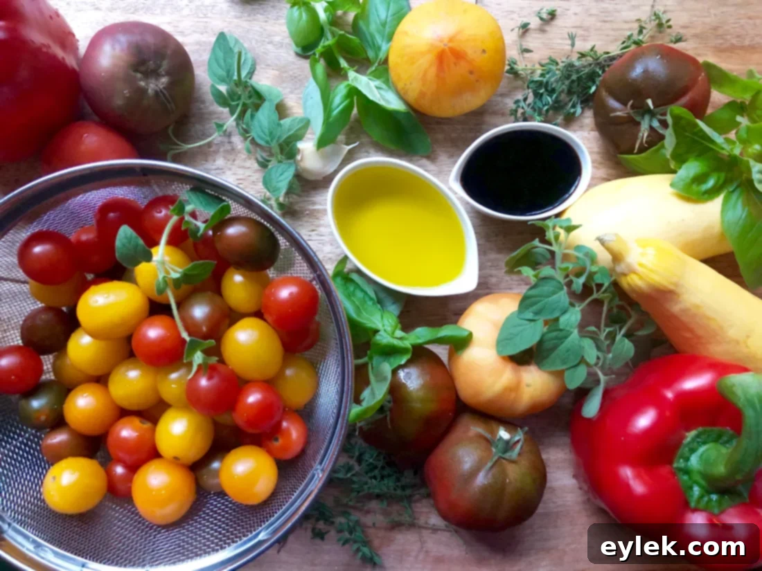 marinated tomato & grilled veggie cheese board