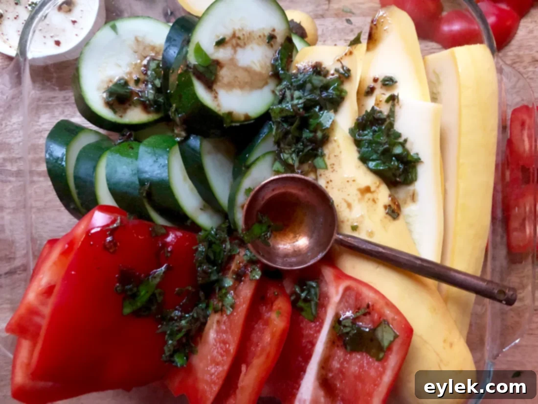 marinated tomato & grilled veggie cheese board