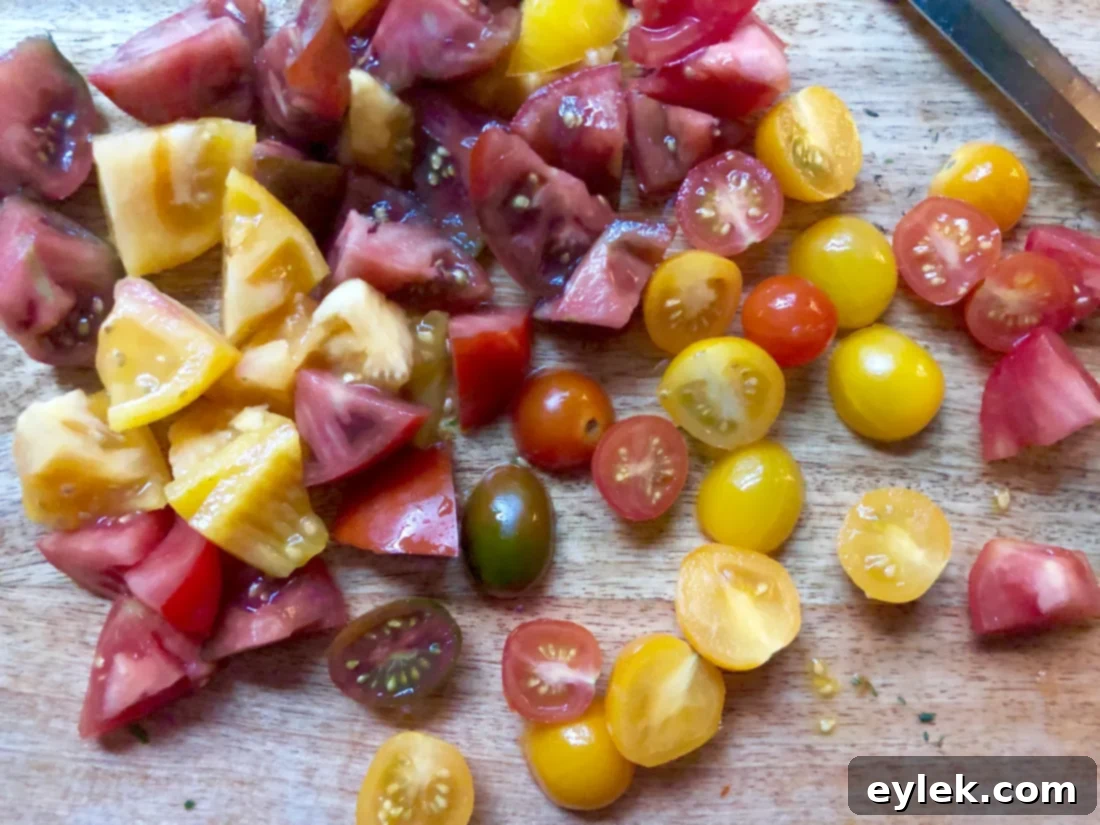 marinated tomato & grilled veggie cheese board