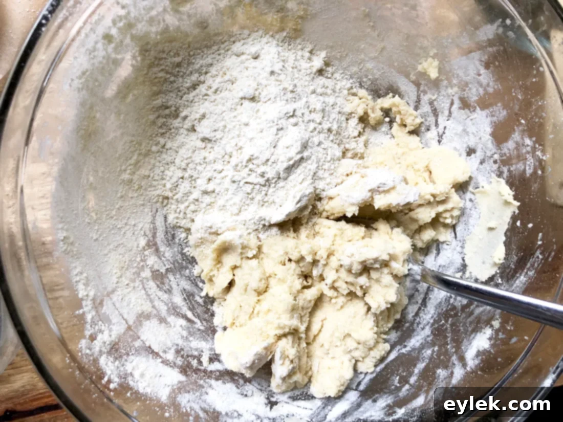 Kneading einkorn cracker dough by hand