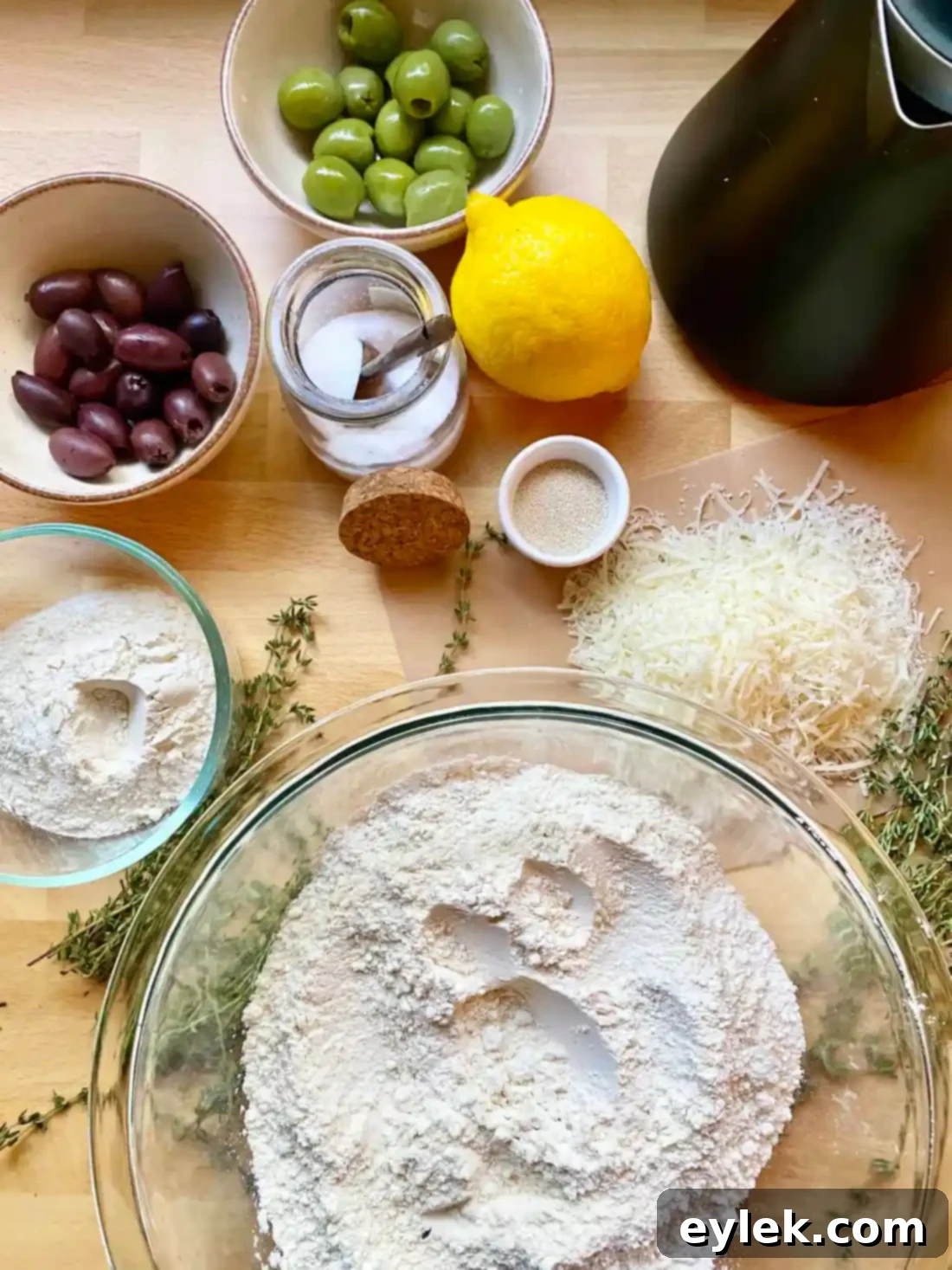 Zesty Olive Thyme Loaf 2 Olive Bread with Lemon & Thyme ingredients