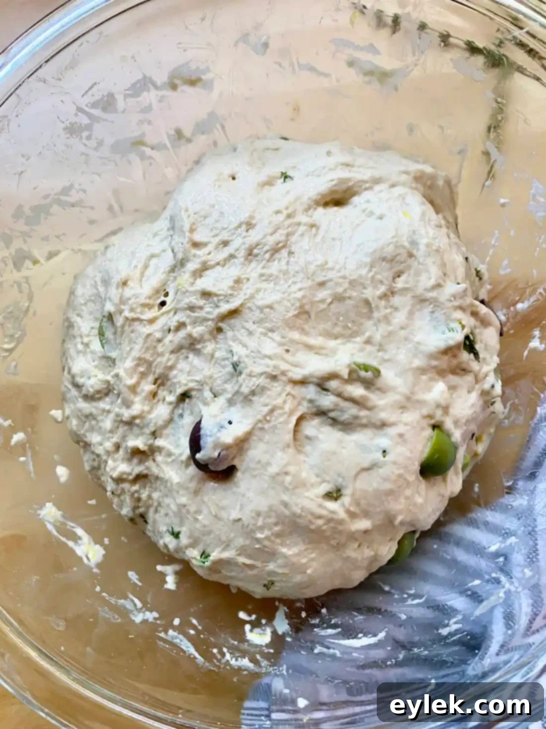 Zesty Olive Thyme Loaf 12 Dough after multiple stretch and folds