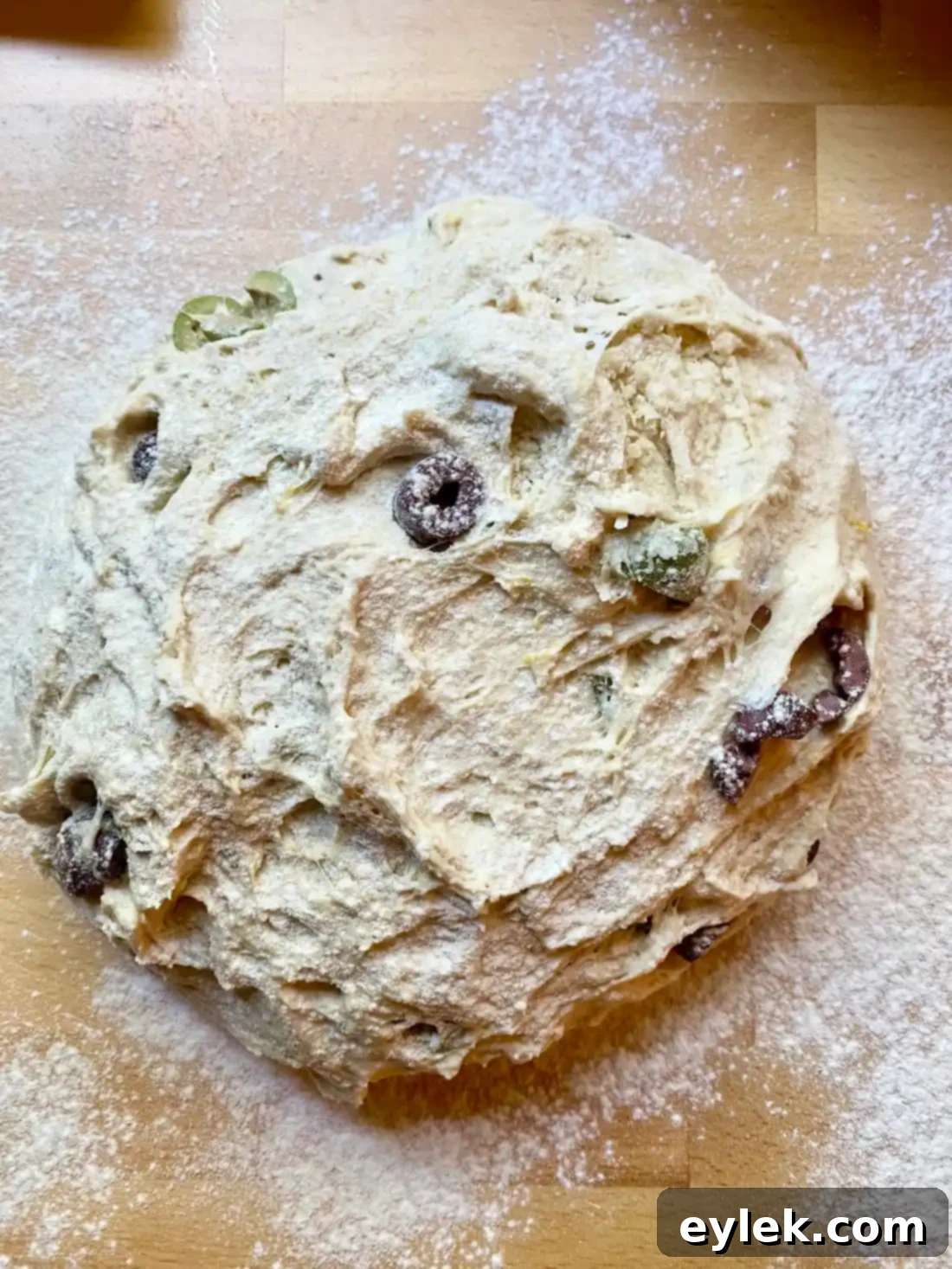 Zesty Olive Thyme Loaf 14 Shaping olive bread dough
