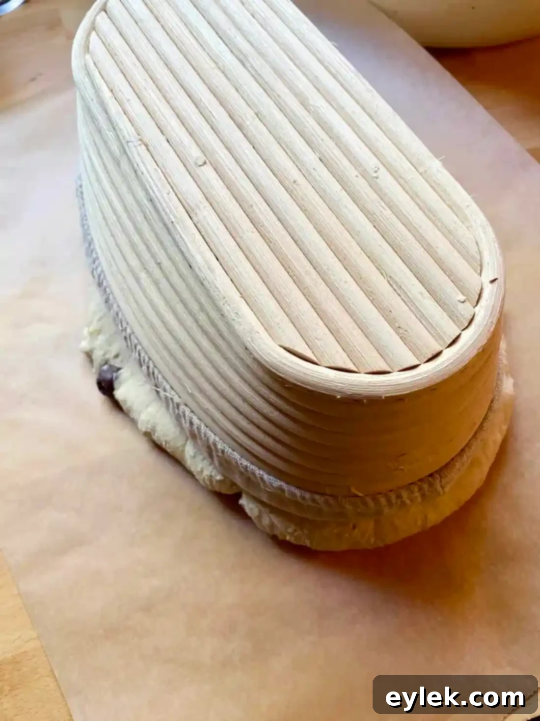 Zesty Olive Thyme Loaf 19 Dough with parchment paper