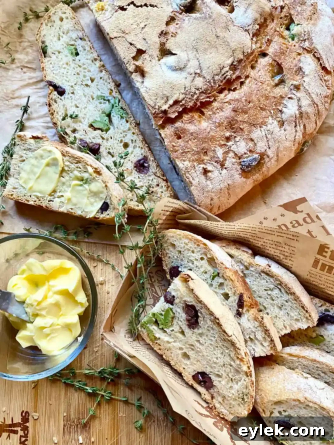 Zesty Olive Thyme Loaf 25 Warm Olive Bread with Lemon & Thyme