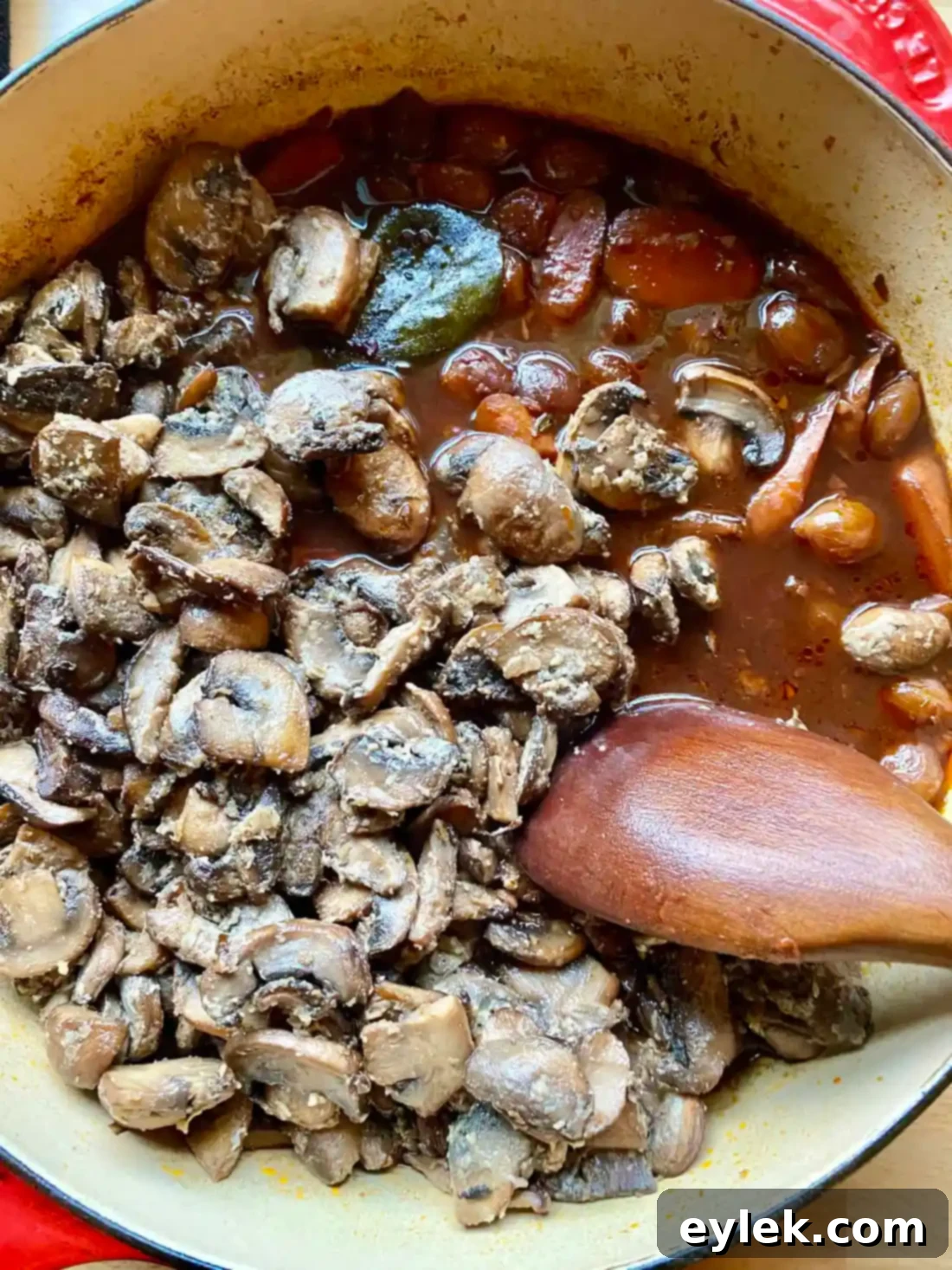 Rich and Flavorful Mushroom Burgundy
Rich & Flavorful Mushroom Bourguignon - A Hearty Vegan Delight 20 Adding Caramelized Mushrooms Back