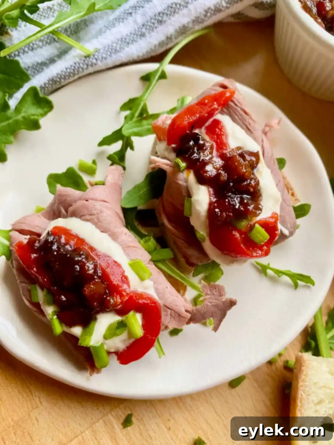 Creamy Horseradish Delight 10 Horseradish Dip with Ciabatta and Roast Beef