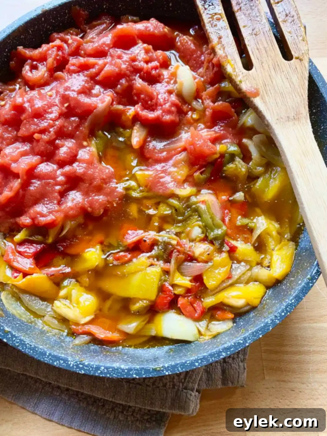 Finished roasted peppers in the skillet