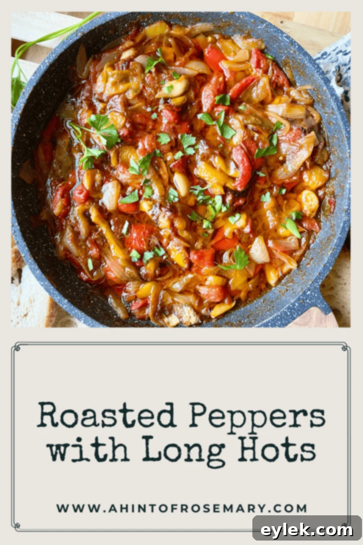 Roasted Peppers with Long Hots Pinterest Graphic