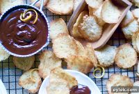 Crispy Lacy Cookie Chips with Chocolate Dip