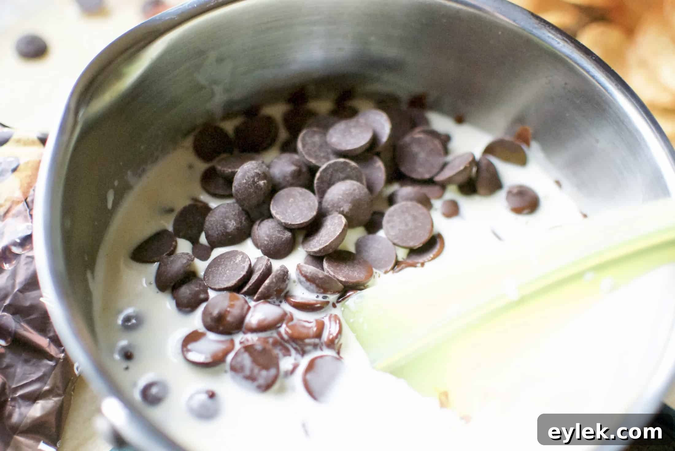 Lacy Cookie Chips with Chocolate Dip