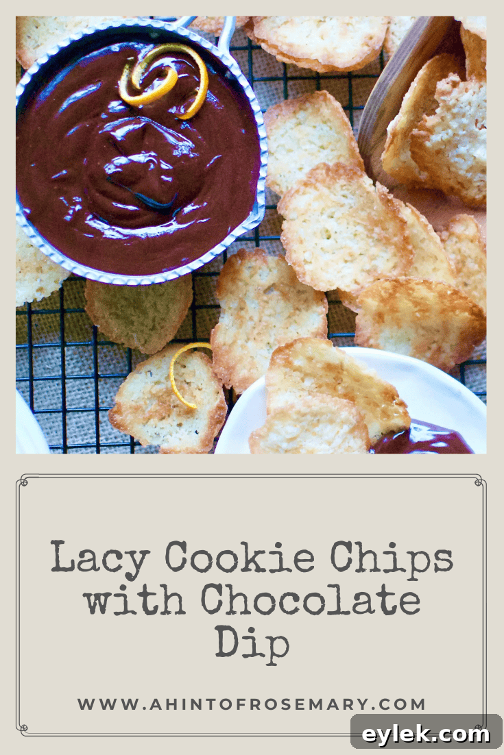 Lacy Cookie Chips with Chocolate Dip