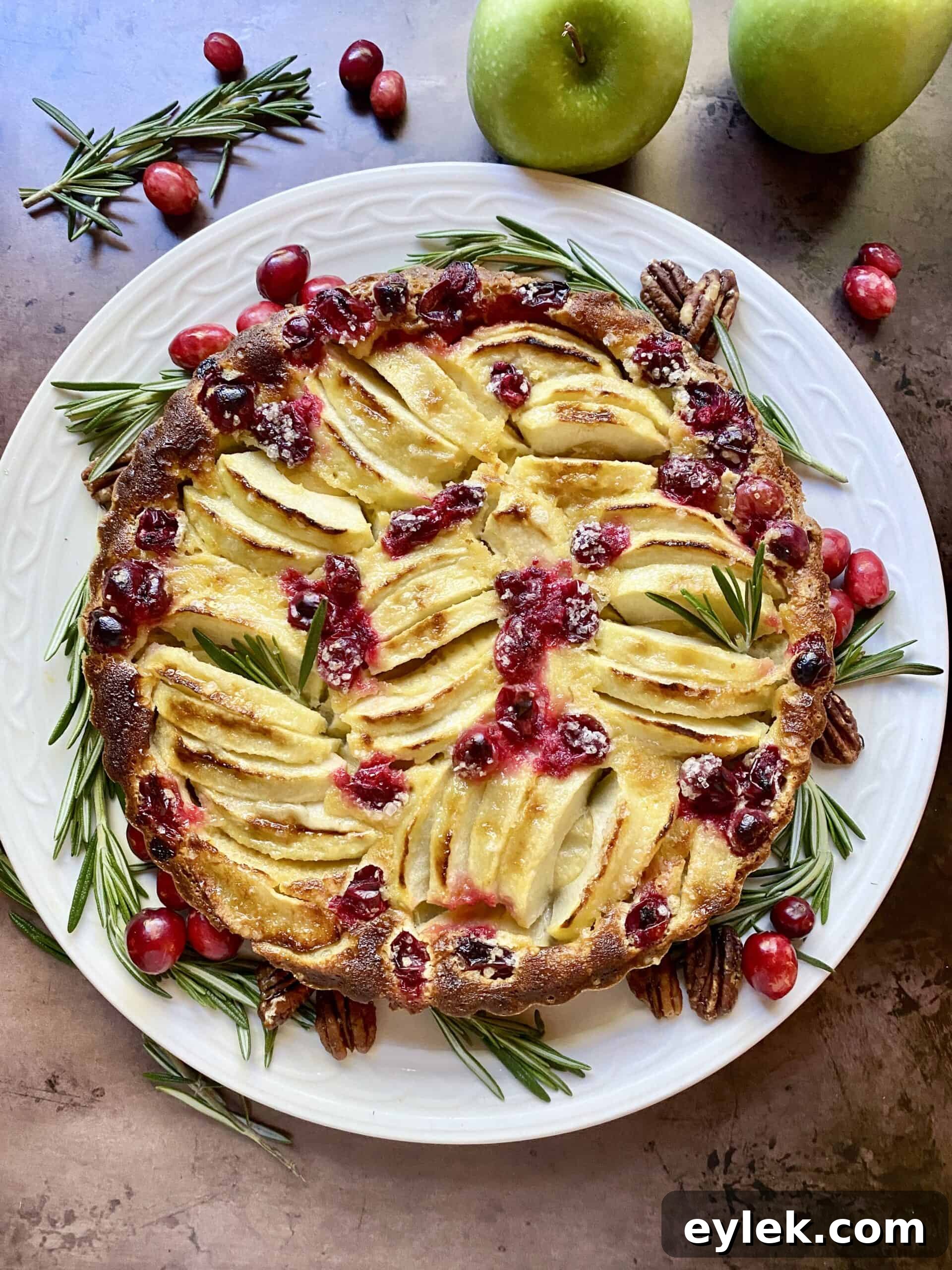 Apple & Cranberry Tart with Rosemary Custard